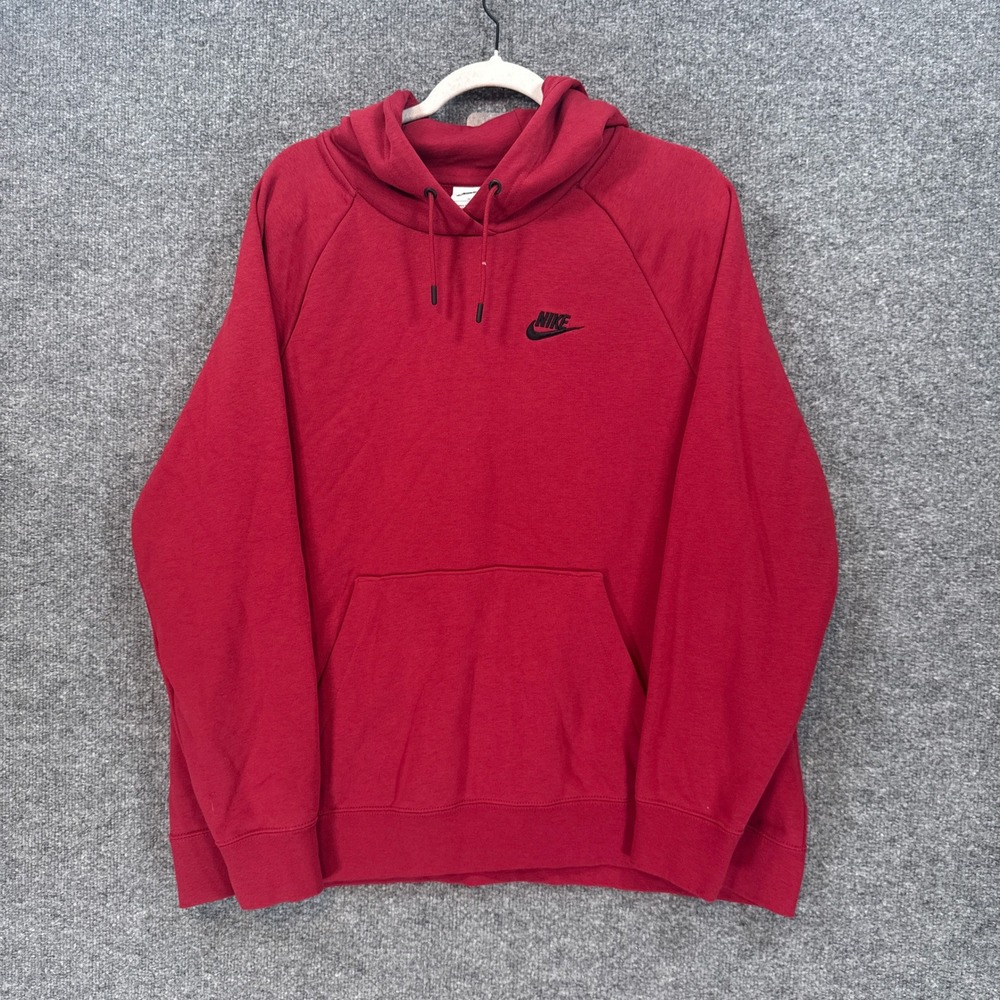 Nike Hoodie Womens 1X Red Sportswear Club Fleece Pullover Sweatshirt Plus Size
